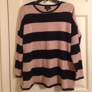 Lumiere Black and Tan Striped Crew Neck Sweater